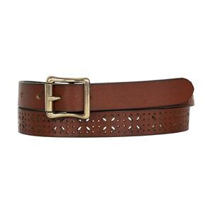 2412 Women's Casual Leather Belts With Durable Metal Buckle, Perforated